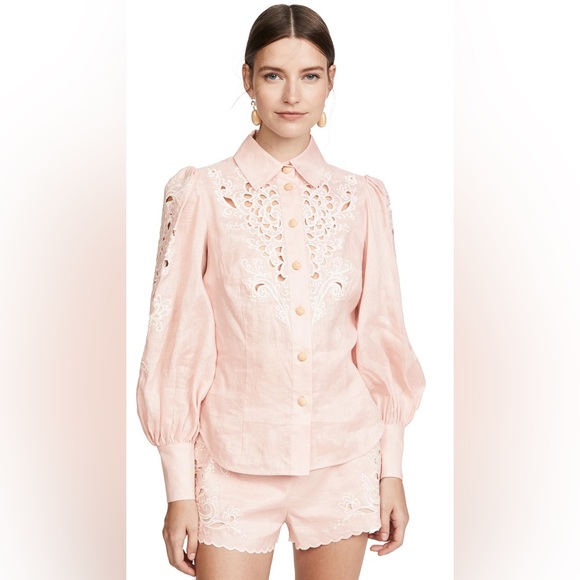 Zimmermann Freja Broderie Anglaise-Trimmed Linen Blouse & Shorts Set Sz Zimm 2 - Picture 6 of 16